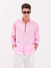 Light Pink Linen-blend Shirt